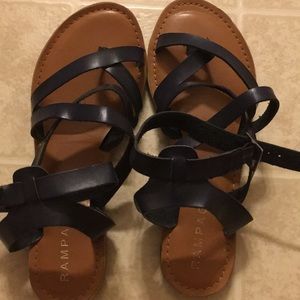 Navy Blue Leather Gladiator sandals